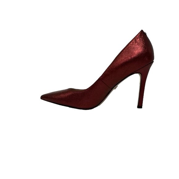 SAM EDELMAN "HAZEL" METALLIC RUBY RED LEATHER POINTED HEELS, Dorthy Size 7.5 - Picture 5 of 13